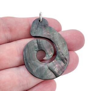 Vintage Sterling Silver 925 Abalone Shell Spiral Pendant